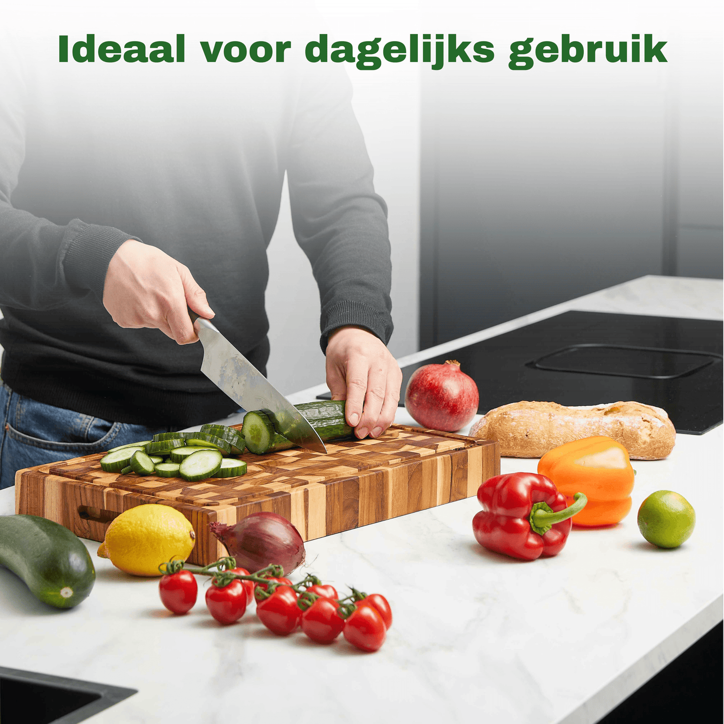 hakblok end grain teakhout