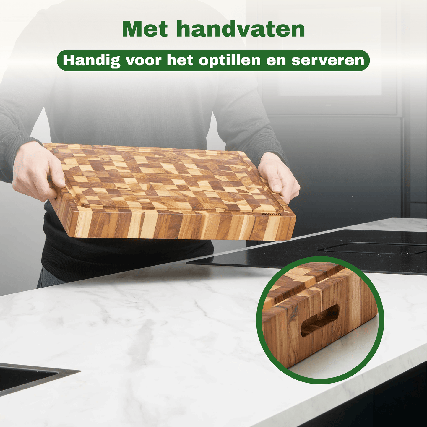 hakblok met handvaten