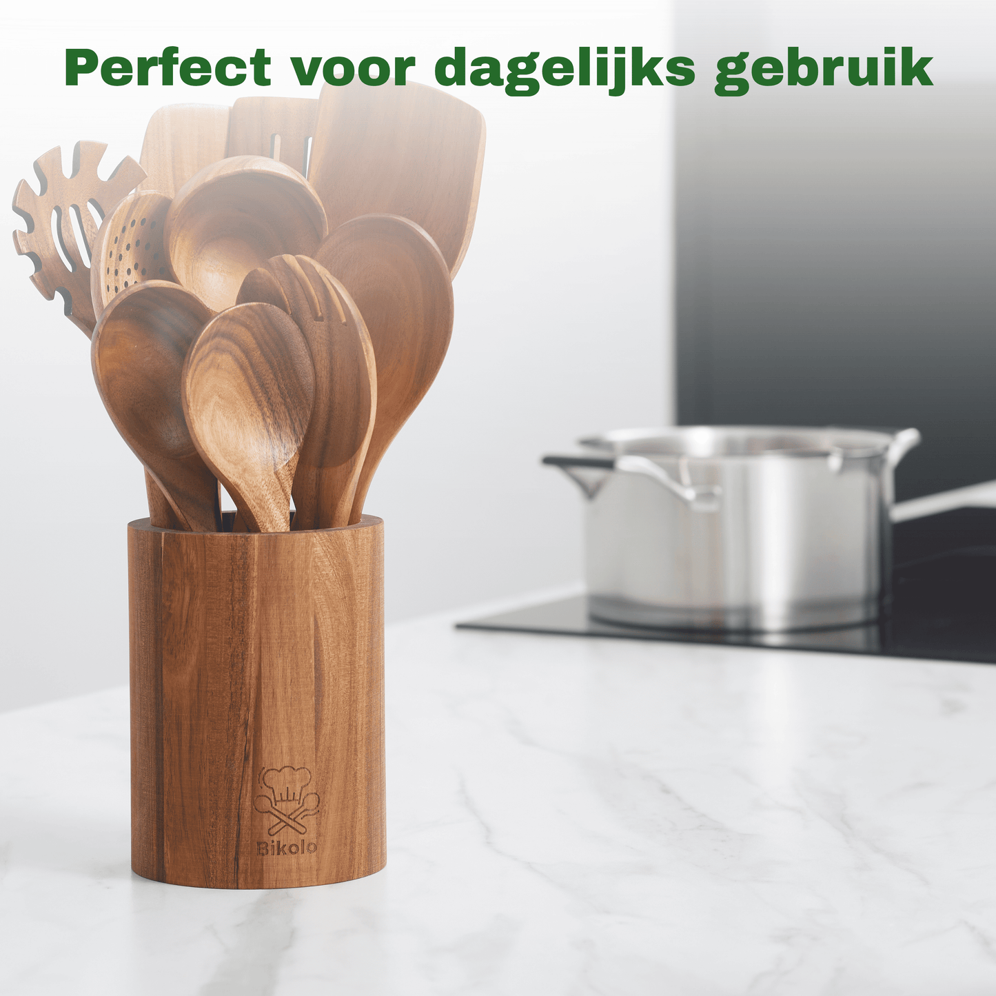 Bikolo® Keukengerei Set 10-Delig + Houder
