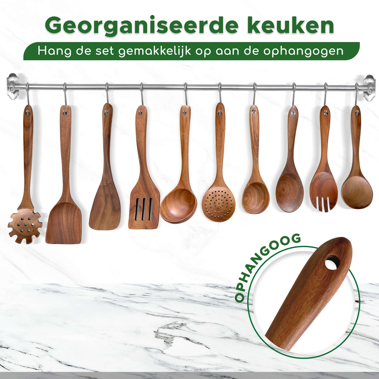 spatel met ophangoog van hout