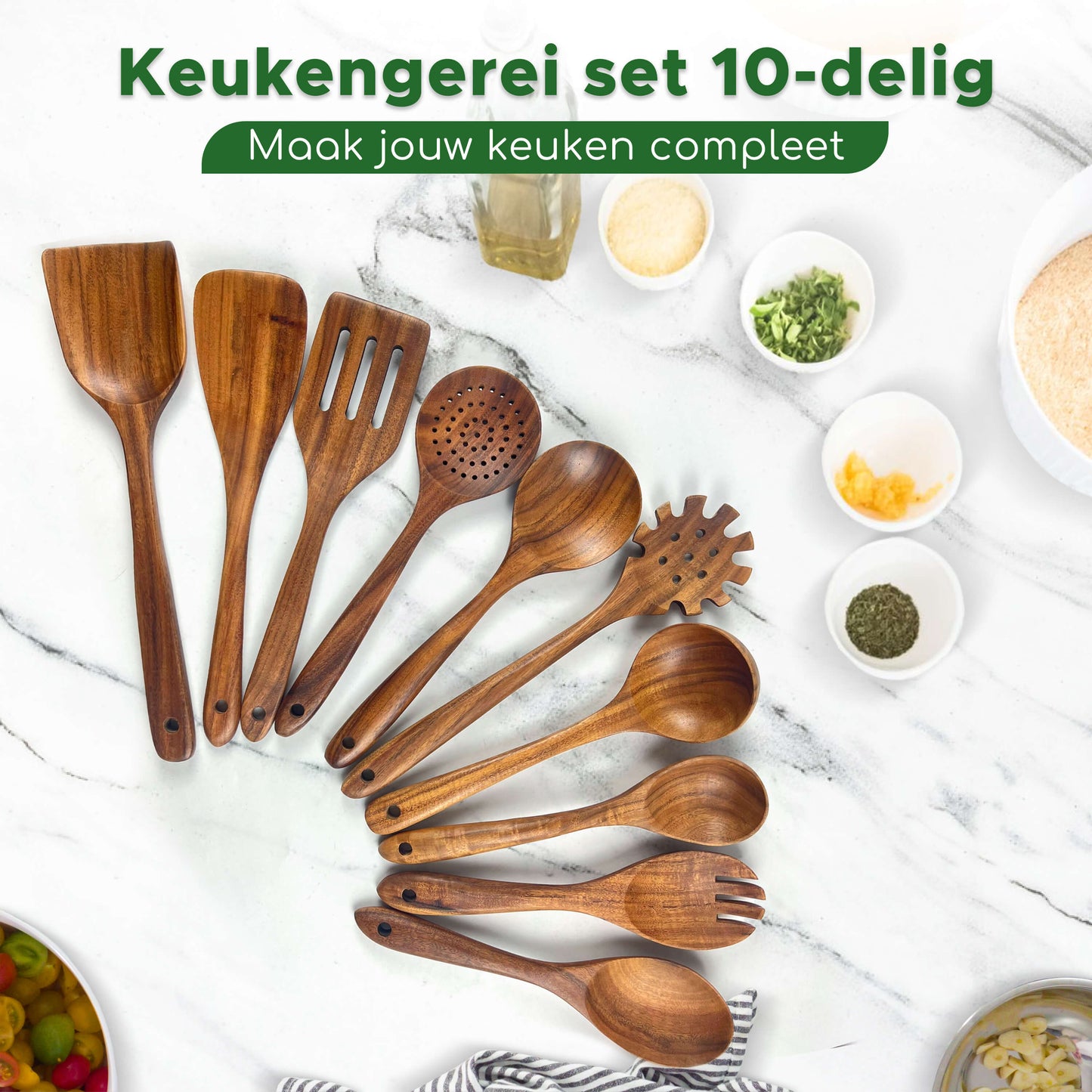 spatelset 10-delig hout