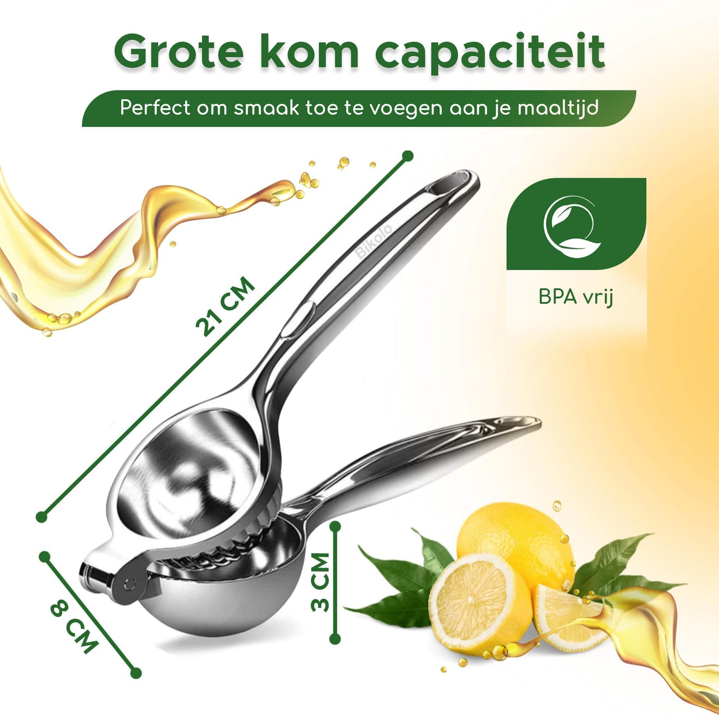 pers al het sap uit een citroen met deze citroenknijper