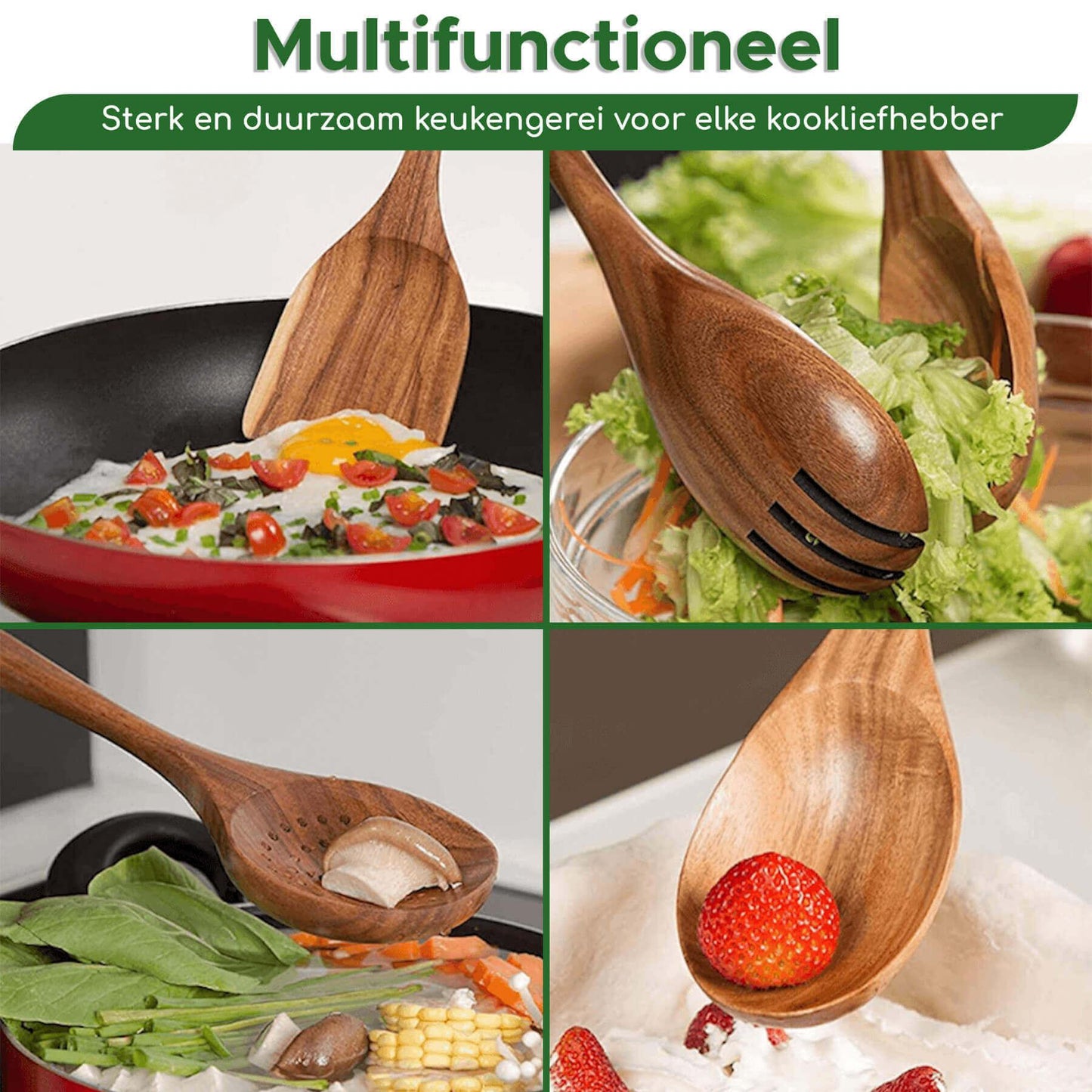 maak het koken gemakkelijk met deze keukengerei set van hout