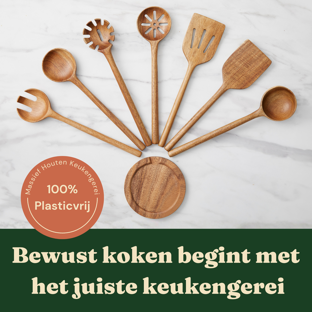 Bikolo® Keukengerei Set 7-Delig + Lepelhouder + Keramische Houder