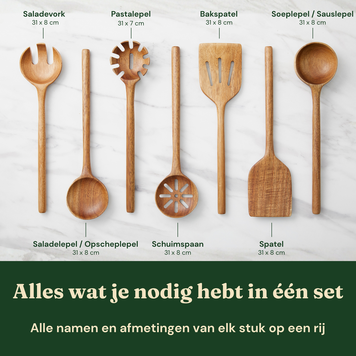 Bikolo® Keukengerei Set 7-Delig + Lepelhouder