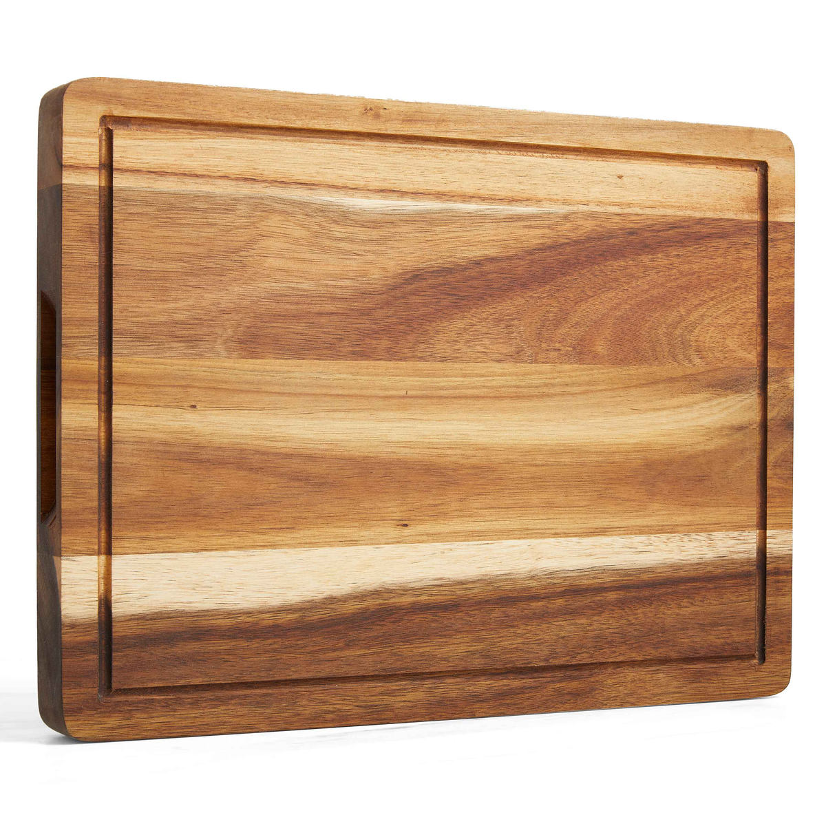 Bikolo® Houten Snijplank Acacia Extra Dik 4 cm – Met Sapgeul, Serveerkanaal & Handvaten