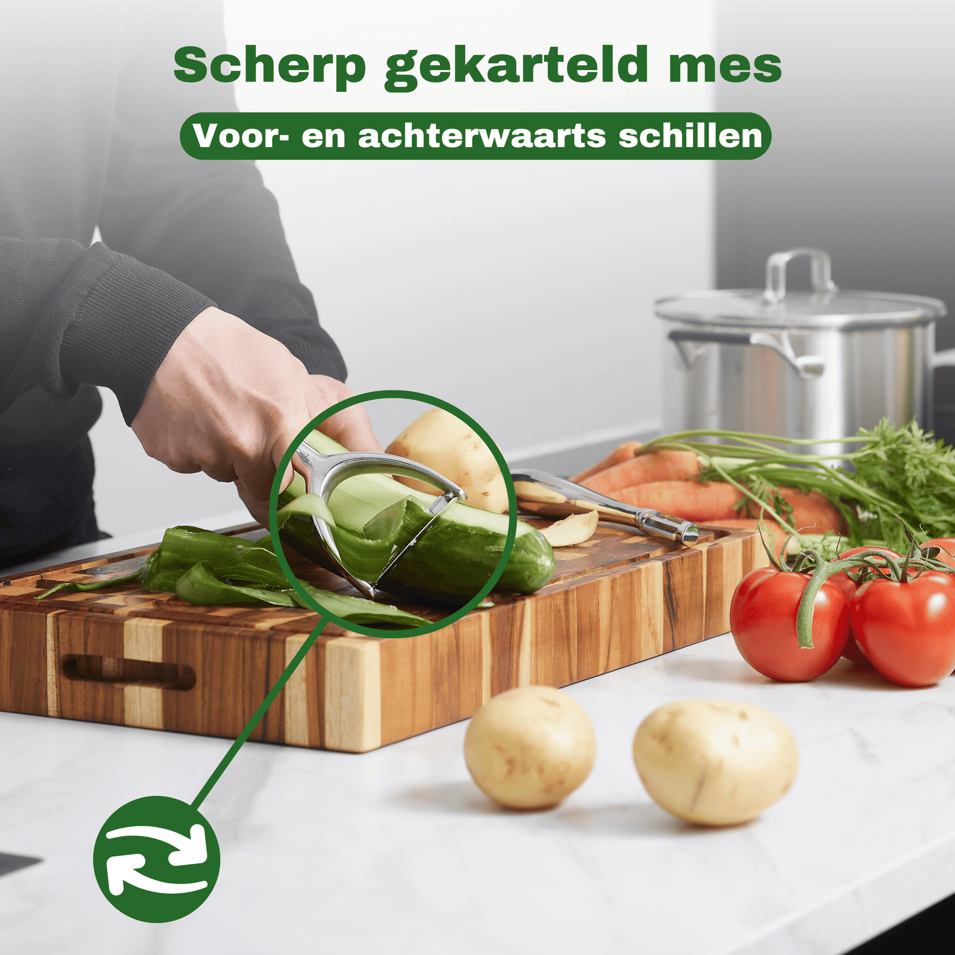Komkommer schillen met de RVS Y-model dunschiller