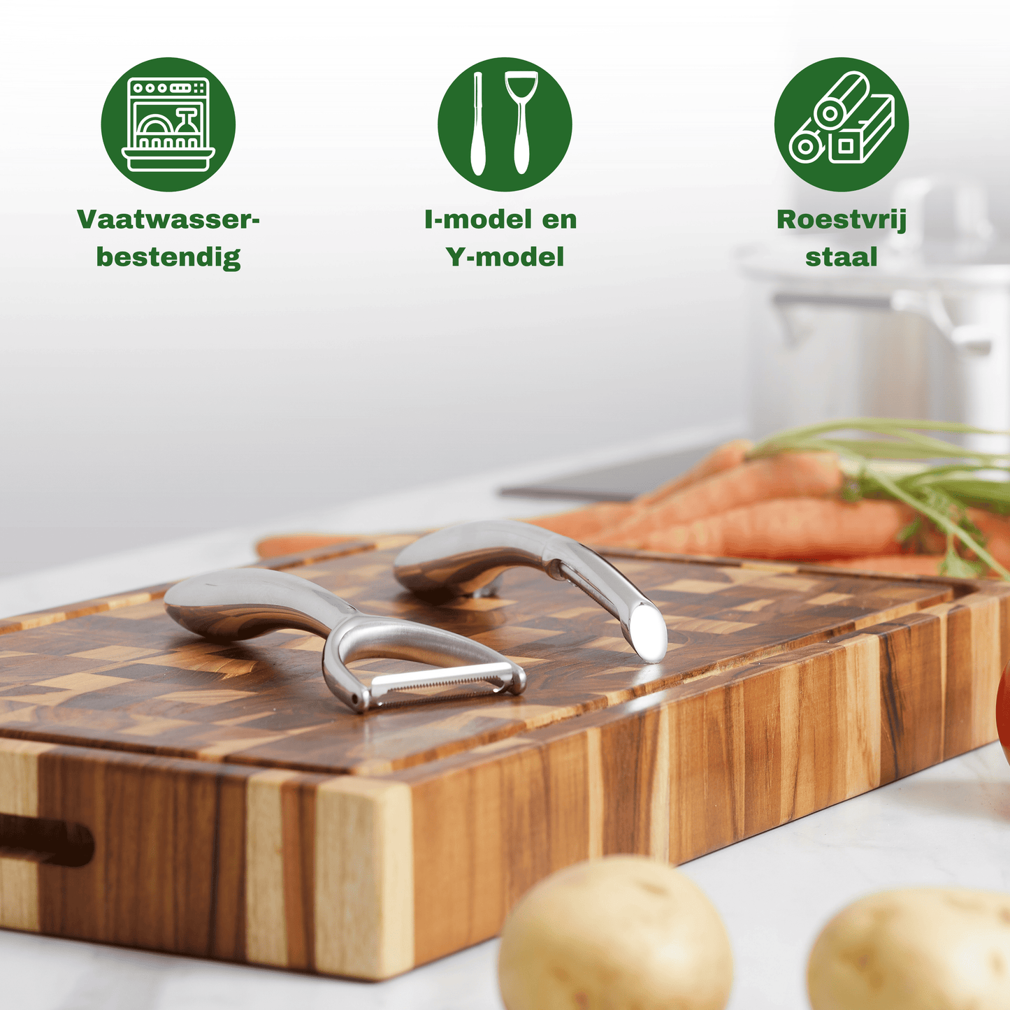 Geborsteld stalen design van de Bikolo dunschillers