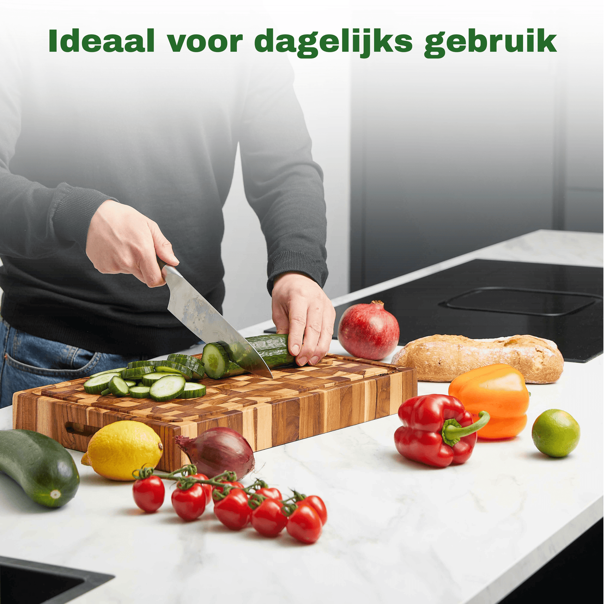 hakblok end grain teakhout