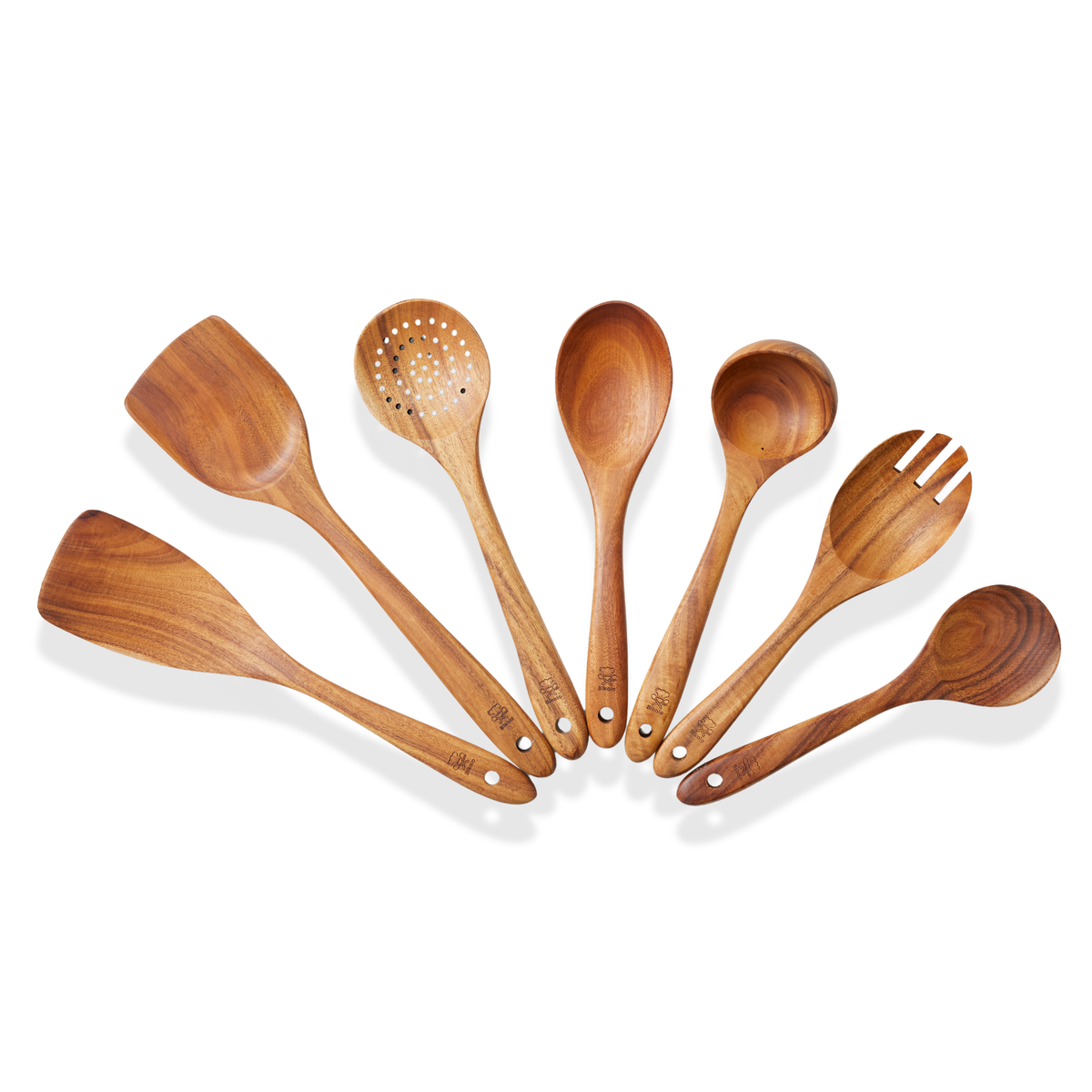 Bikolo® Houten Spatelset 7-Delig – Keukengerei Set Teakhout