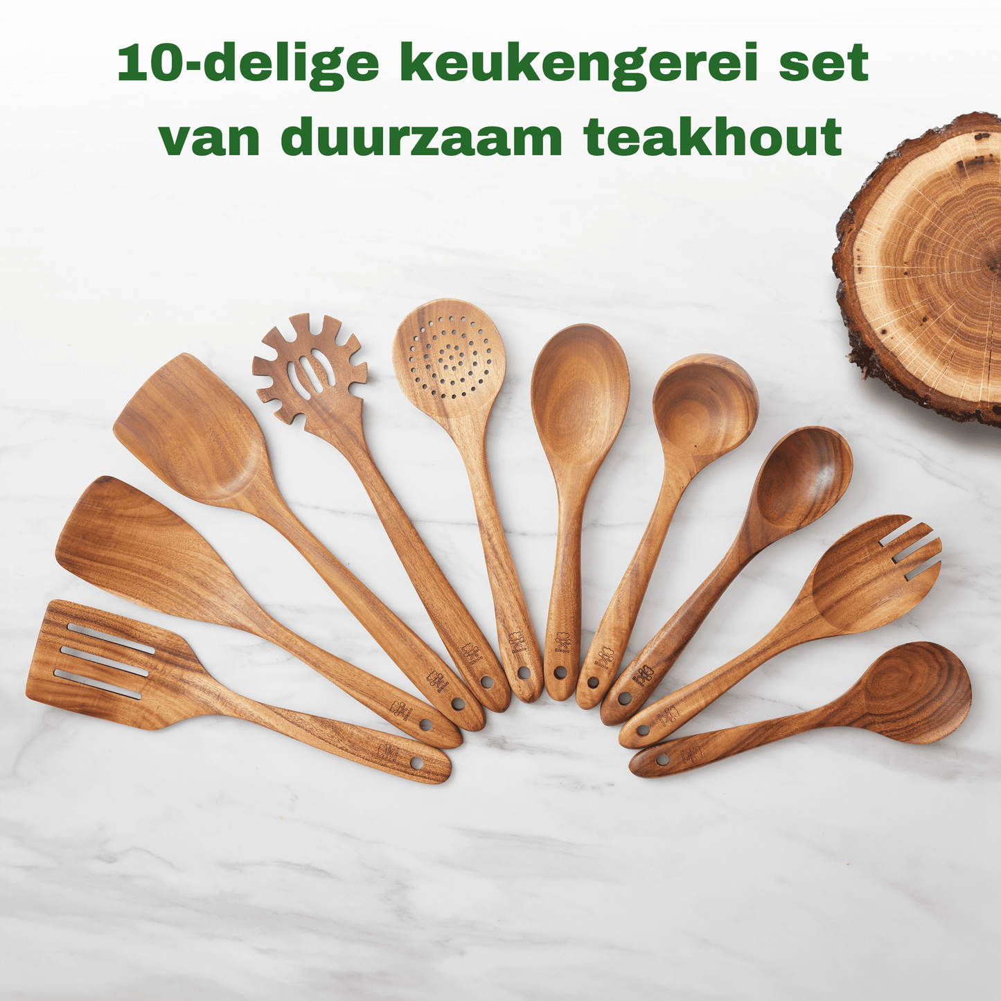 Bikolo® Kookgerei Set 10-Delig + Keukengerei Houder