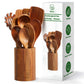 houten keukengerei set met houder