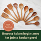 Bikolo® Houten Keukengerei Set 10-Delig met Houder – Teakhout