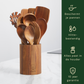 Bikolo® Houten Keukengerei Set 10-Delig met Houder – Teakhout