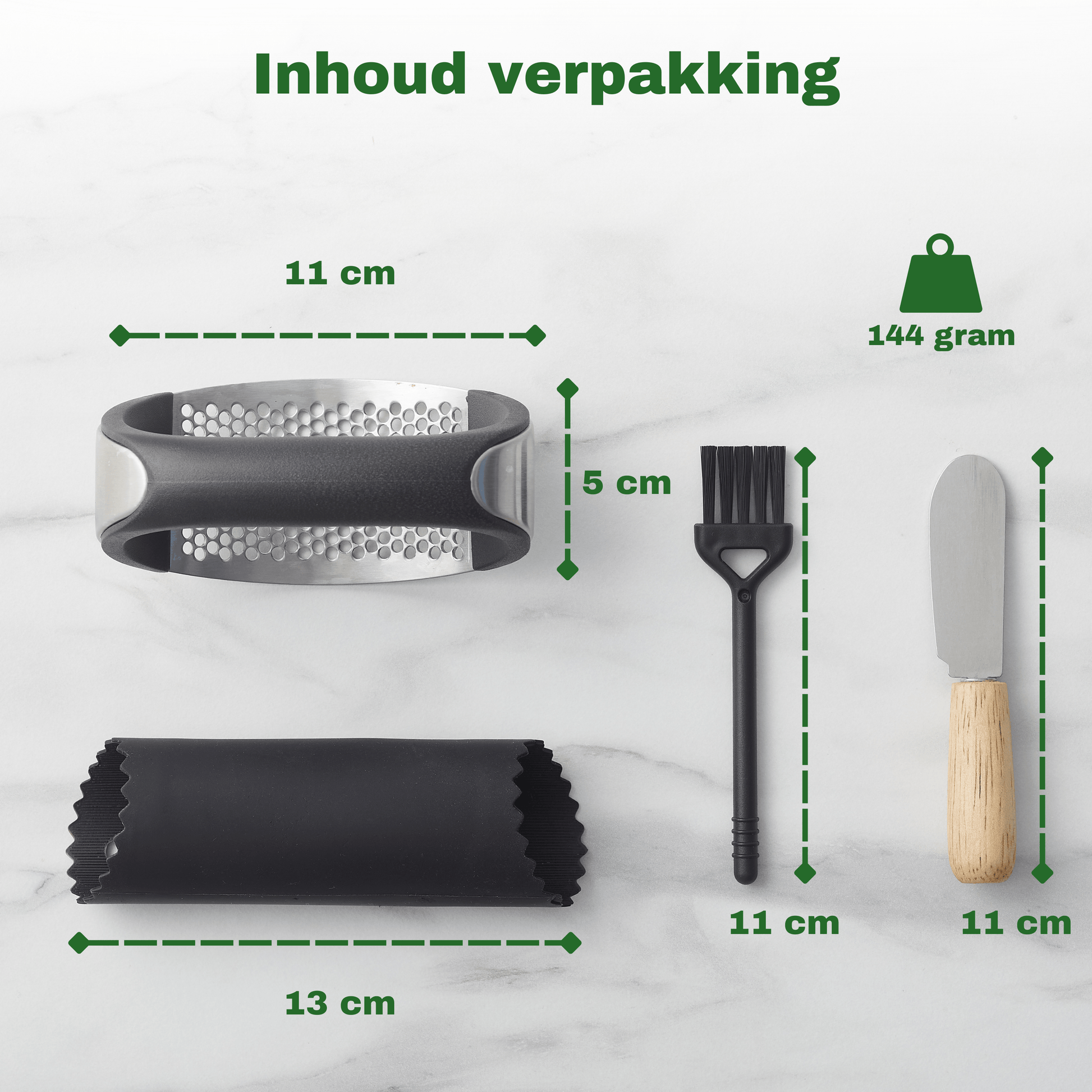 knoflookpers set met botermesje
