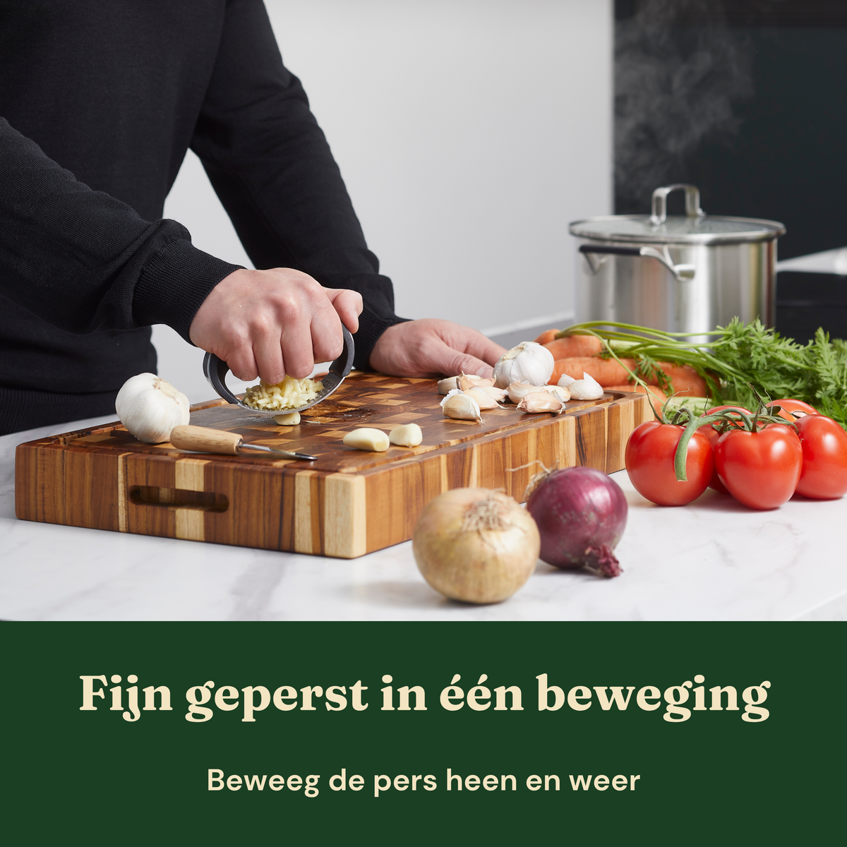 Bikolo® Knoflookpers RVS – Vaatwasserbestendig – Peller, Borstel & Mesje