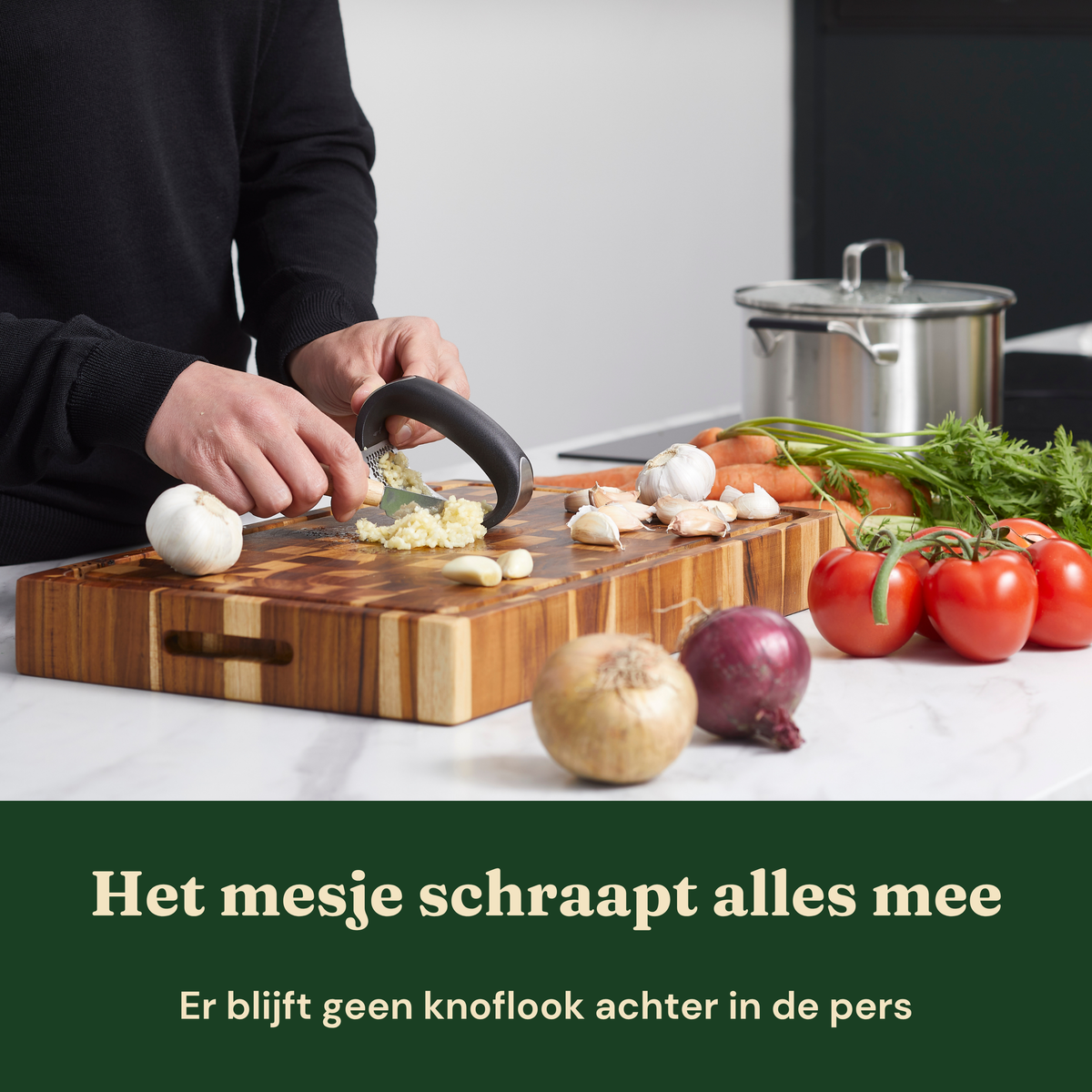 Bikolo® Knoflookpers RVS – Vaatwasserbestendig – Peller, Borstel & Mesje