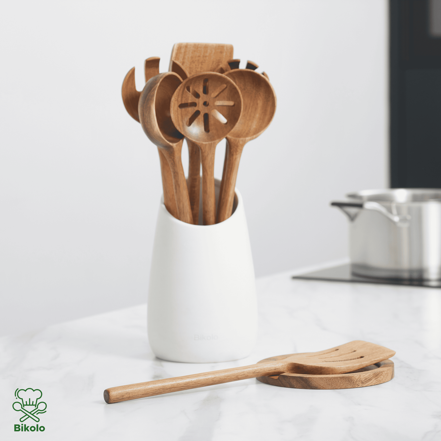 Bikolo® Keukengerei Set 7-Delig + Keramische Houder