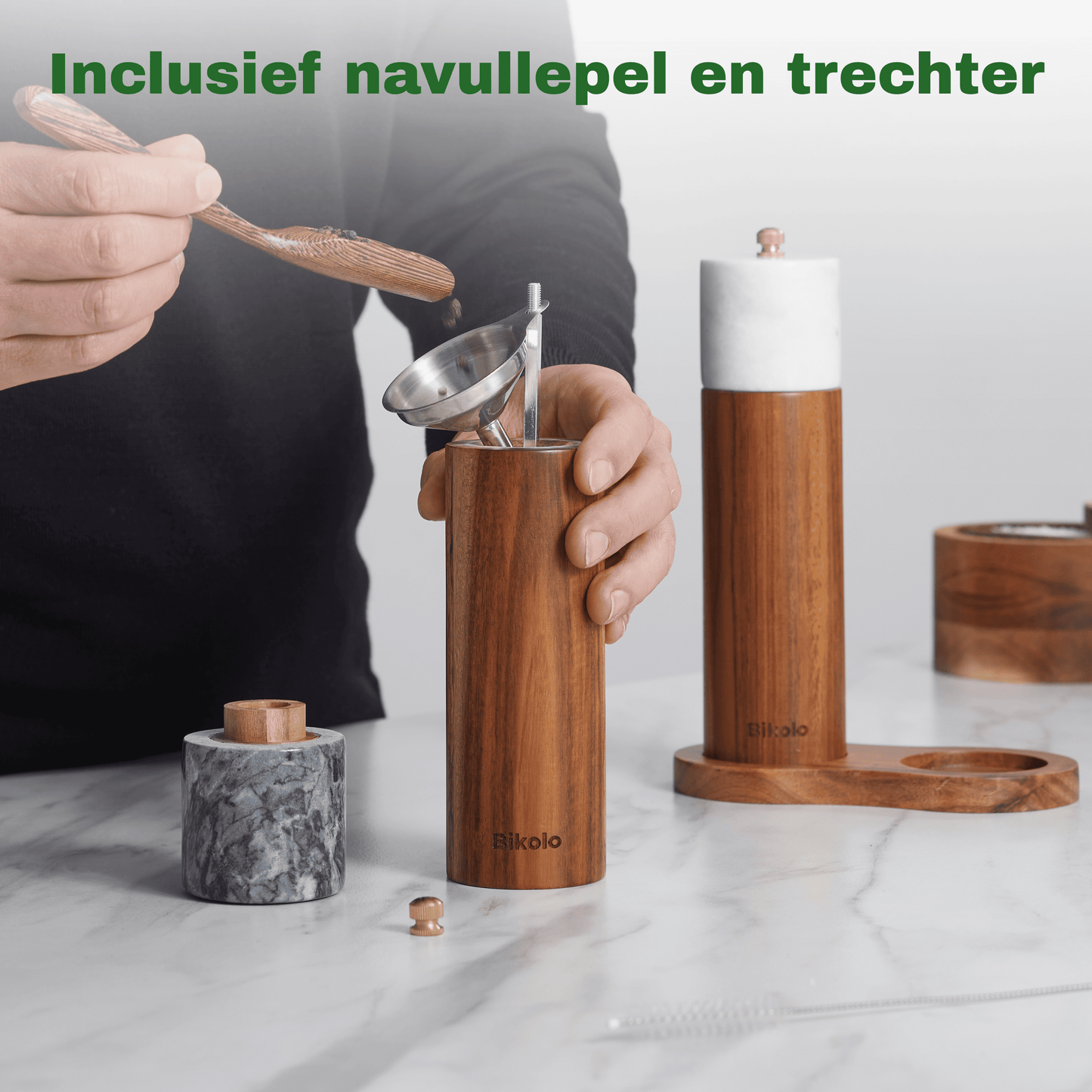 Peper- en Zoutmolen Set - Hout - Marmer