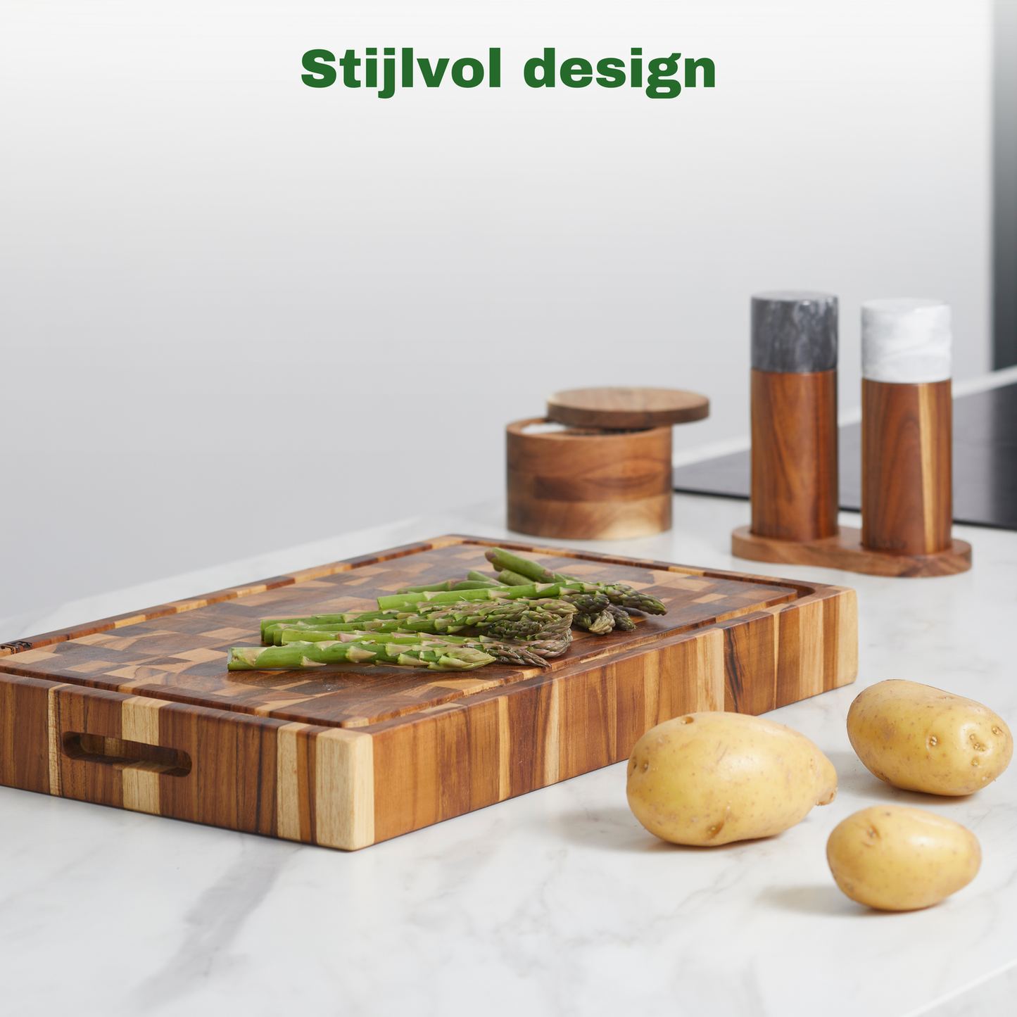 Bikolo® Peper- en Zoutmolen Set - Hout - Marmer - Klein