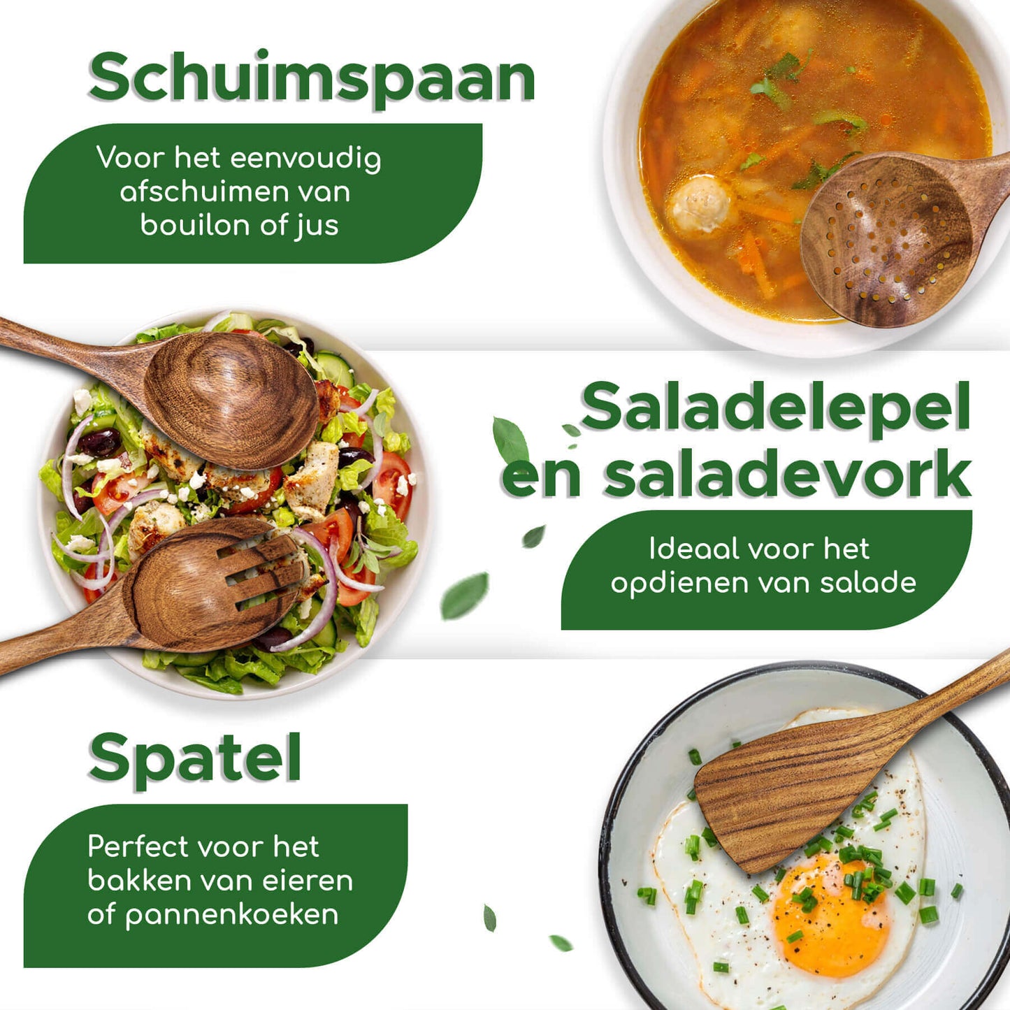 houten saladelepel en saladevork