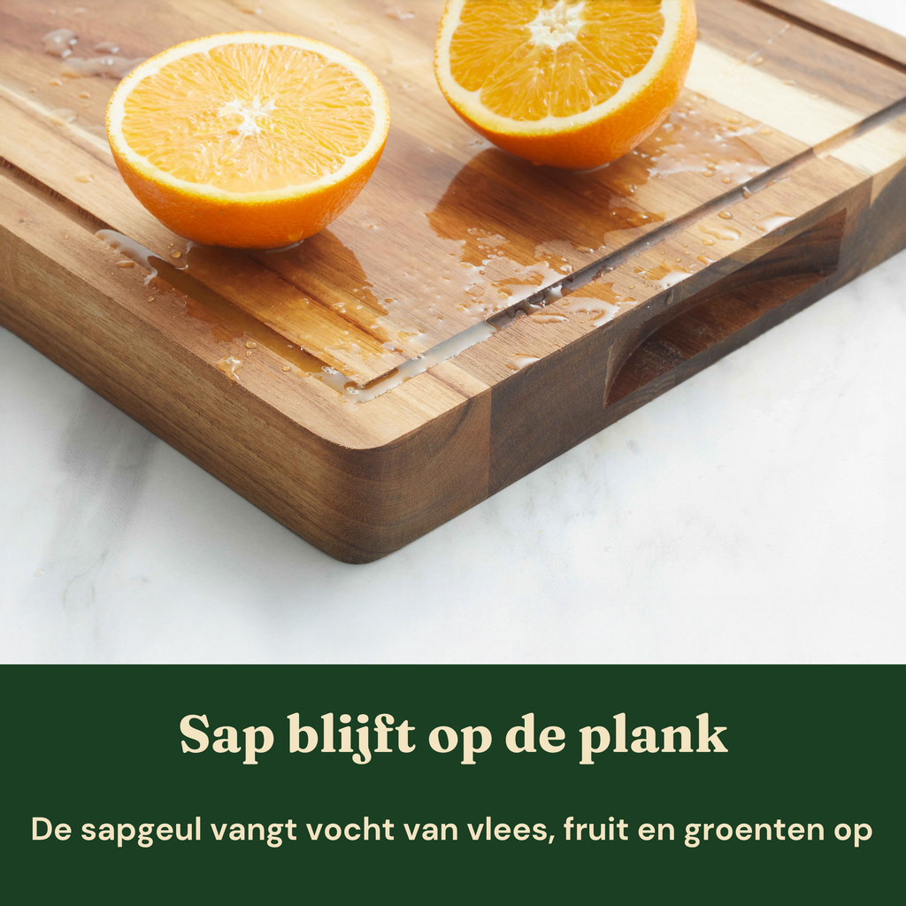 Bikolo® Houten Snijplank Acacia Extra Dik 4 cm – Met Sapgeul, Serveerkanaal & Handvaten