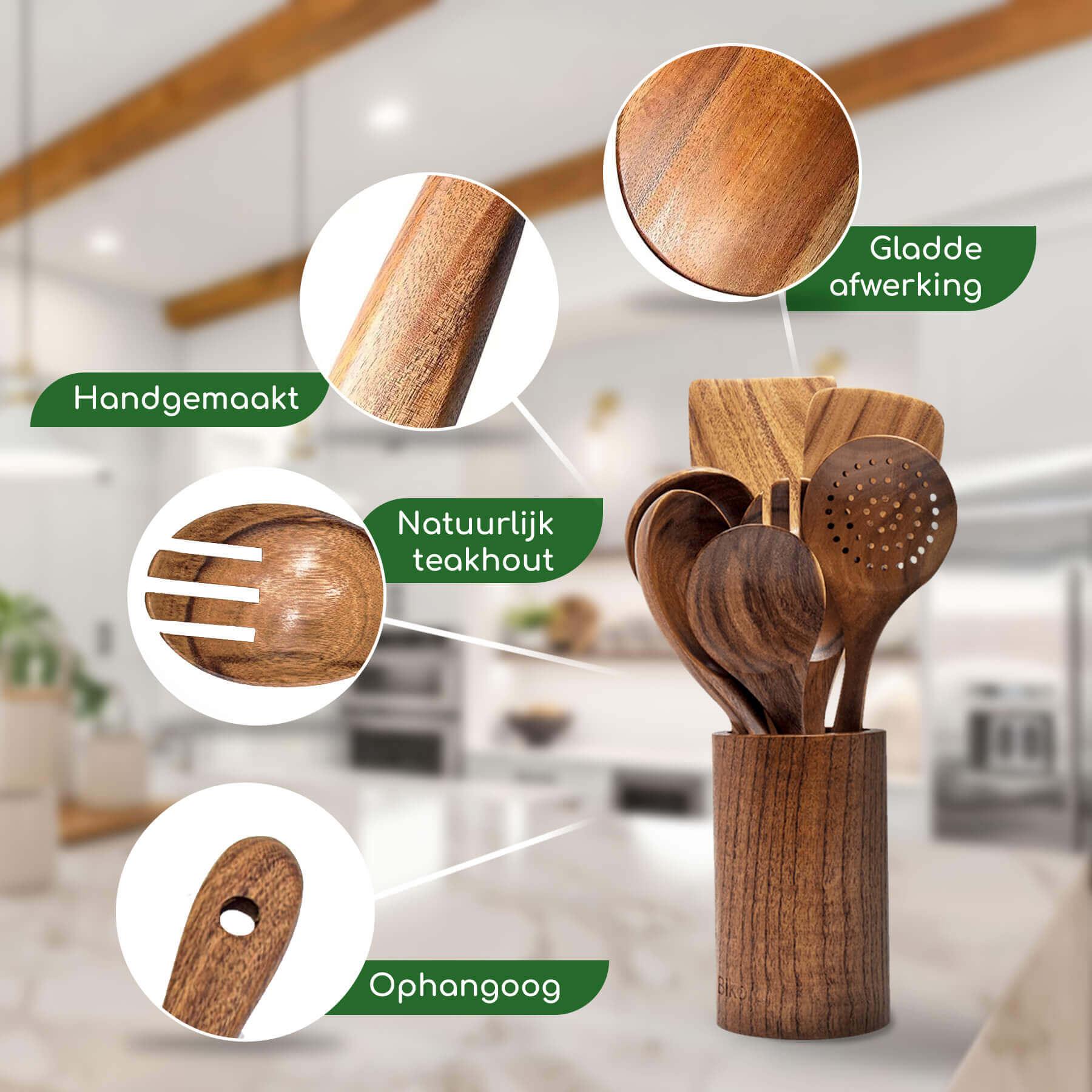 deze spatelset van hout is een perfecte toevoeging aan jouw kookgerei collectie