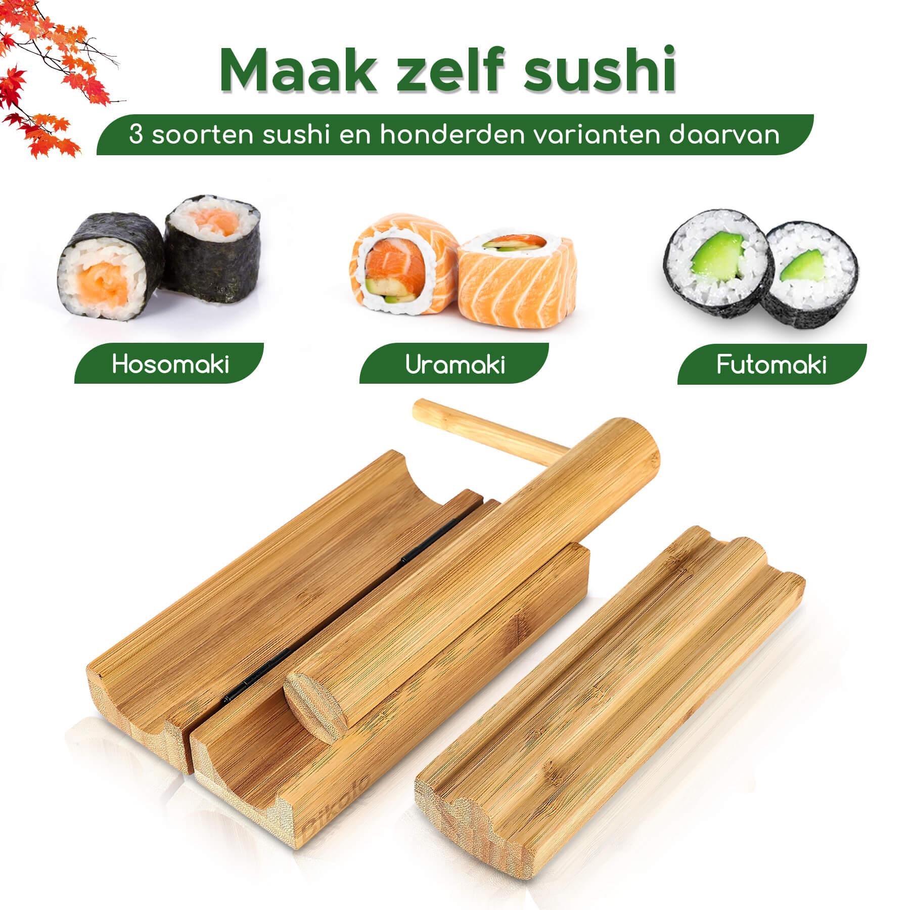 sushi maker van bamboe hout om vele soorten sushi mee te maken